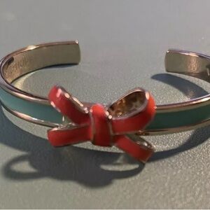 Vera Bradley “Live, Love, Hope” cuff bracelet gold tone, turquoise & coral bow